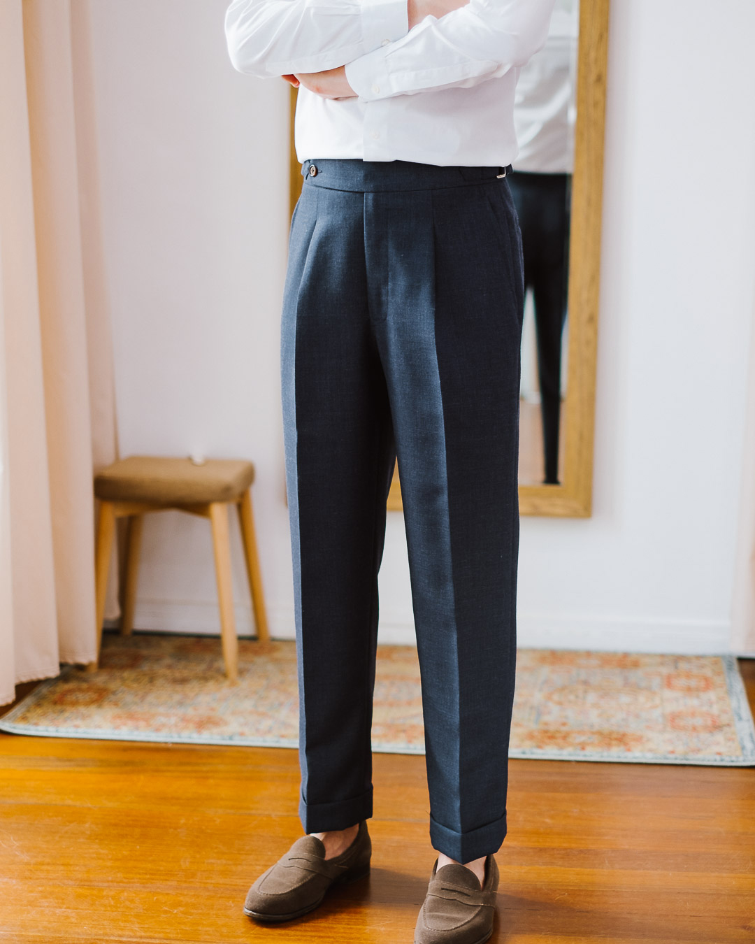 Our Products Trousers Formal Carousel 3 - High Twist Wool Navy Trousers