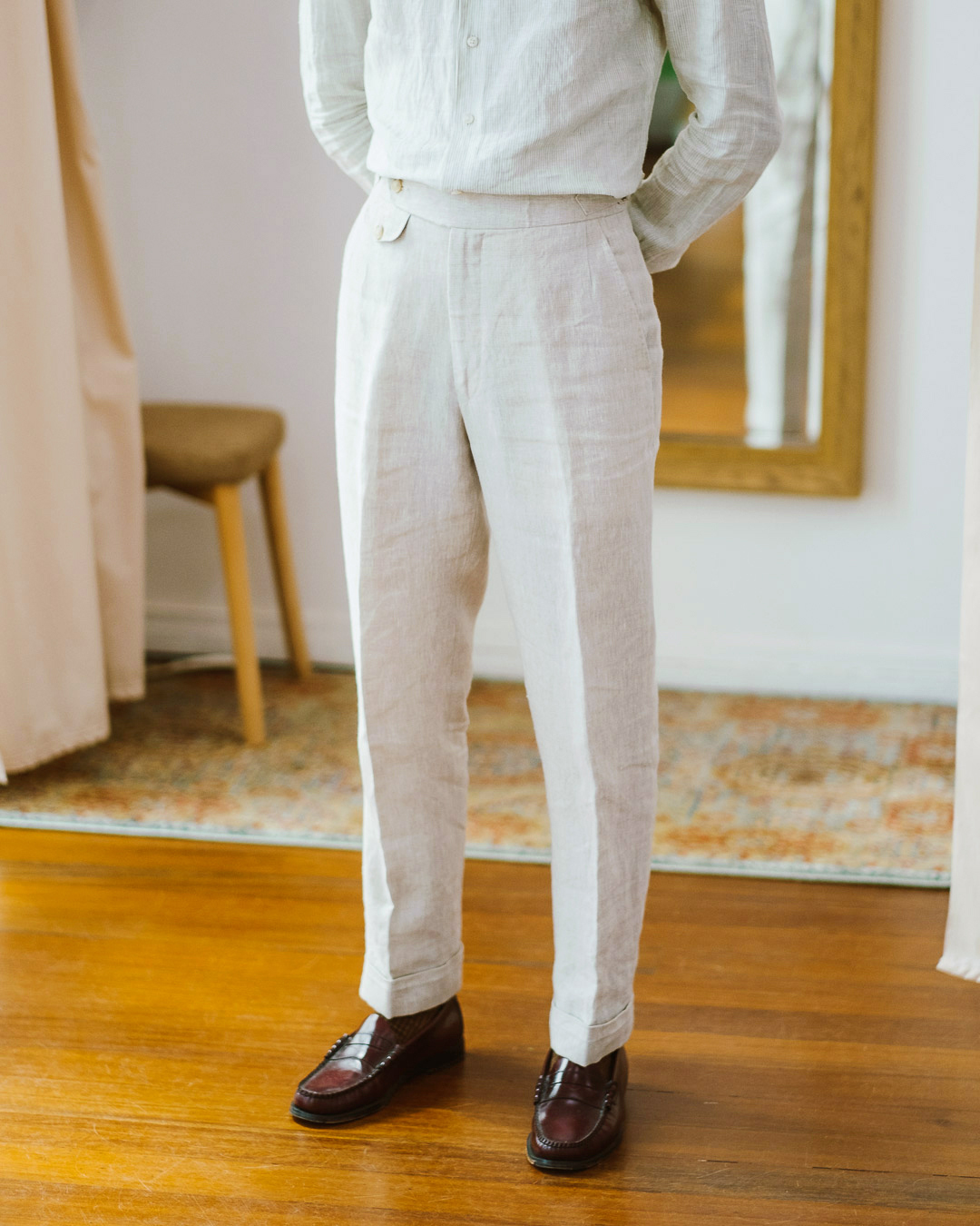 Our Products Trousers Casual Carousel 3 -  Oatmeal Linen Trousers
